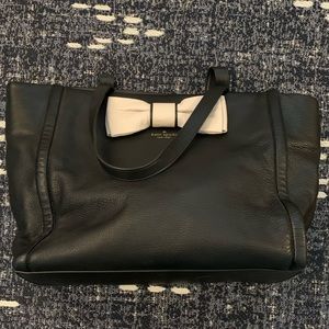 Kate spade bow bag black white leather preowned